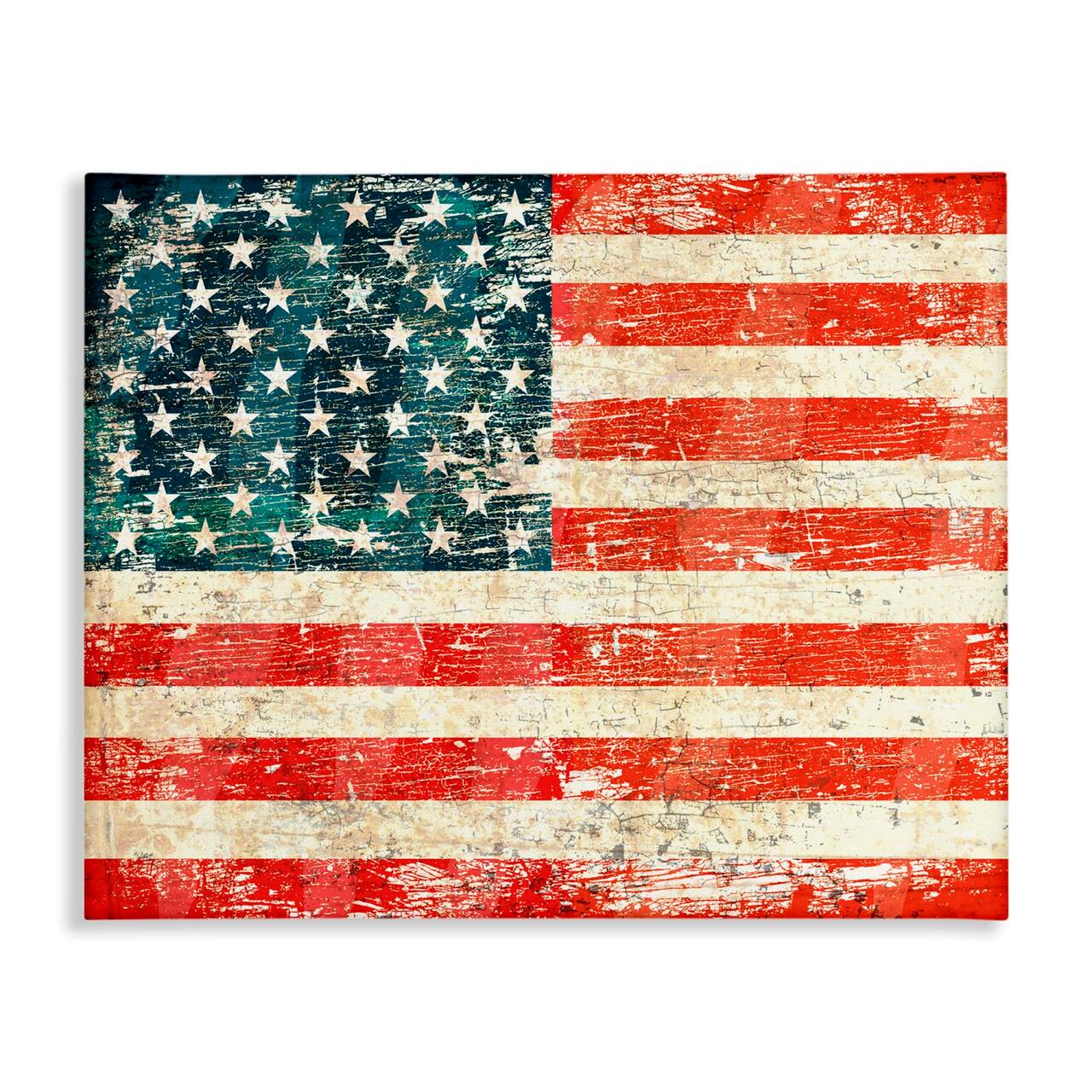 Stupell Industries Rustic American Flag Canvas Wall Art